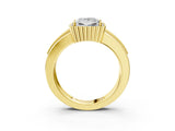 Yellow gold Princess Cut Halo Pave Band Four-Prong Ring_64