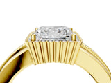 Yellow gold Princess Cut Halo Pave Band Four-Prong Ring_65
