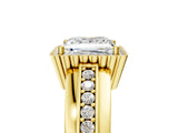 Yellow gold Princess Cut Halo Pave Band Four-Prong Ring_66
