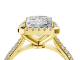 Yellow gold Princess Cut Halo Pave Band Four-Prong Setting Ring_27