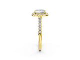 Yellow gold Princess Cut Halo Pave Diamond Engagement Ring with Four-Prong Setting_5