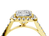 Yellow gold Princess Cut Halo Pave Diamond Engagement Ring with Four-Prong Setting_7