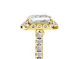 Yellow gold Princess Cut Halo Pave Diamond Engagement Ring with Four-Prong Setting_8
