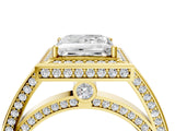 Yellow gold Princess Cut Halo Pave Split Shank Prong Setting Ring_34