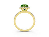 Yellow gold Princess Cut Halo Round Diamond Pavé Band Four-Prong Ring_3