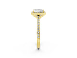 Yellow gold Princess Cut Halo Round Diamond Pavé Band with Four-Prong Setting_17