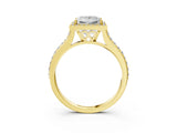 Yellow gold Princess Cut Halo Round Diamond Pavé Band with Four-Prong Setting_18