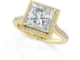 Yellow gold Princess Cut Halo Round Diamond Pavé Band with Four-Prong Setting_28