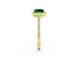 Yellow gold Princess Cut Halo Round Diamond Pavé Band with Four-Prong Setting_2