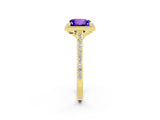 Yellow gold Princess Cut Halo Round Diamond Pavé Band with Four-Prong Setting_2