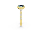 Yellow gold Princess Cut Halo Round Diamond Pavé Band with Four-Prong Setting_2