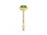Yellow gold Princess Cut Halo Round Diamond Pavé Band with Four-Prong Setting_2