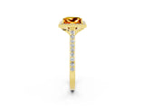 Yellow gold Princess Cut Halo Round Diamond Pavé Band with Four-Prong Setting_2