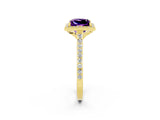 Yellow gold Princess Cut Halo Round Diamond Pavé Band with Four-Prong Setting_2