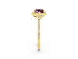 Yellow gold Princess Cut Halo Round Diamond Pavé Band with Four-Prong Setting_2