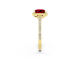 Yellow gold Princess Cut Halo Round Diamond Pavé Band with Four-Prong Setting_2