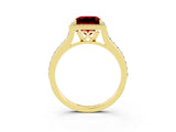 Yellow gold Princess Cut Halo Round Diamond Pavé Band with Four-Prong Setting_3