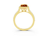 Yellow gold Princess Cut Halo Round Diamond Pavé Band with Four-Prong Setting_3
