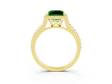 Yellow gold Princess Cut Halo Round Diamond Pavé Band with Four-Prong Setting_3
