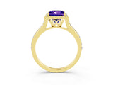 Yellow gold Princess Cut Halo Round Diamond Pavé Band with Four-Prong Setting_3