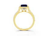 Yellow gold Princess Cut Halo Round Diamond Pavé Band with Four-Prong Setting_3