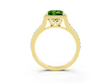 Yellow gold Princess Cut Halo Round Diamond Pavé Band with Four-Prong Setting_3