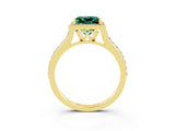 Yellow gold Princess Cut Halo Round Diamond Pavé Band with Four-Prong Setting_3