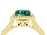 Yellow gold Princess Cut Halo Round Diamond Pavé Band with Four-Prong Setting_4