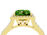 Yellow gold Princess Cut Halo Round Diamond Pavé Band with Four-Prong Setting_4