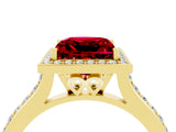 Yellow gold Princess Cut Halo Round Diamond Pavé Band with Four-Prong Setting_4