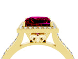 Yellow gold Princess Cut Halo Round Diamond Pavé Band with Four-Prong Setting_4