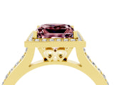 Yellow gold Princess Cut Halo Round Diamond Pavé Band with Four-Prong Setting_4