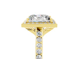 Yellow gold Princess Cut Halo Round Diamond Pavé Band with Four-Prong Setting_5