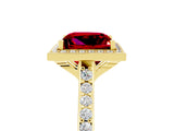 Yellow gold Princess Cut Halo Round Diamond Pavé Band with Four-Prong Setting_5