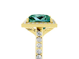 Yellow gold Princess Cut Halo Round Diamond Pavé Band with Four-Prong Setting_5
