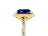 Yellow gold Princess Cut Halo Round Diamond Pavé Band with Four-Prong Setting_5