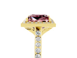 Yellow gold Princess Cut Halo Round Diamond Pavé Band with Four-Prong Setting_5