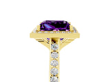 Yellow gold Princess Cut Halo Round Diamond Pavé Band with Four-Prong Setting_5
