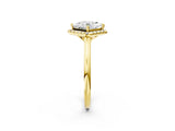 Yellow gold Princess Cut Halo Round Diamond Solitaire Engagement Ring with Pave Band and Four-Prong Setting_17
