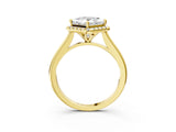 Yellow gold Princess Cut Halo Round Diamond Solitaire Engagement Ring with Pave Band and Four-Prong Setting_18