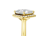 Yellow gold Princess Cut Halo Round Diamond Solitaire Engagement Ring with Pave Band and Four-Prong Setting_20