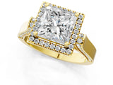 Yellow gold Princess Cut Halo Round Diamond Twist Band with Four-Prong Setting_16