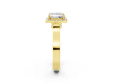 Yellow gold Princess Cut Halo Round Diamond Twist Band with Four-Prong Setting_17