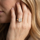 Yellow gold Princess Cut Halo Solitaire Engagement Ring with Square Band and Four-Prong Setting_14