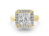 Yellow gold Princess Cut Halo Solitaire Engagement Ring with Square Band and Four-Prong Setting_74
