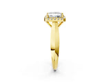 Yellow gold Princess Cut Halo Solitaire Engagement Ring with Square Band and Four-Prong Setting_76
