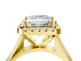 Yellow gold Princess Cut Halo Solitaire Engagement Ring with Square Band and Four-Prong Setting_78