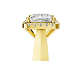 Yellow gold Princess Cut Halo Solitaire Engagement Ring with Square Band and Four-Prong Setting_79