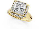 Yellow gold Princess Cut Halo Solitaire Engagement Ring with Square Band and Four-Prong Setting_94
