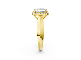 Yellow gold Princess Cut Halo Solitaire Engagement Ring with Square Band and Four-Prong Setting_95